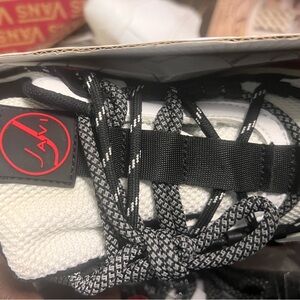 Javi Black and White Sneakers with Red Accent